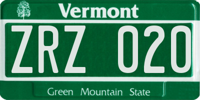 VT license plate ZRZ020