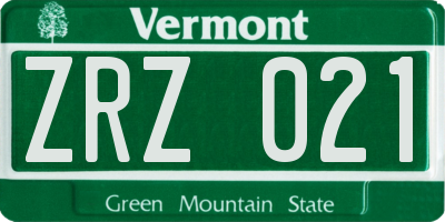VT license plate ZRZ021