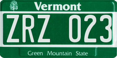 VT license plate ZRZ023