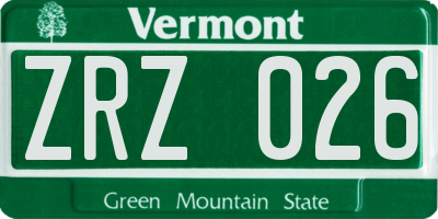 VT license plate ZRZ026