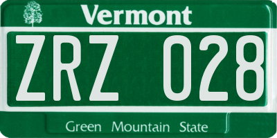 VT license plate ZRZ028