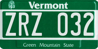 VT license plate ZRZ032