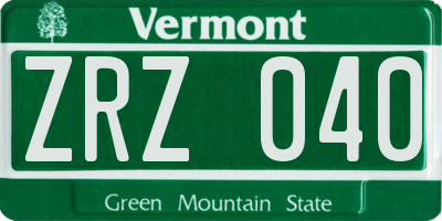VT license plate ZRZ040