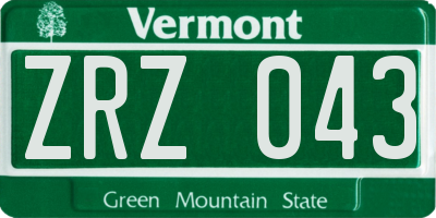 VT license plate ZRZ043