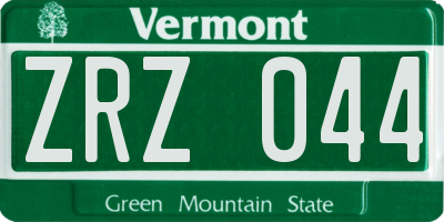 VT license plate ZRZ044