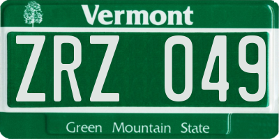 VT license plate ZRZ049