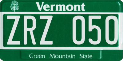 VT license plate ZRZ050
