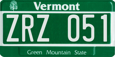 VT license plate ZRZ051
