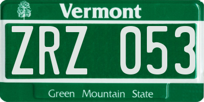 VT license plate ZRZ053