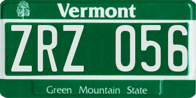 VT license plate ZRZ056