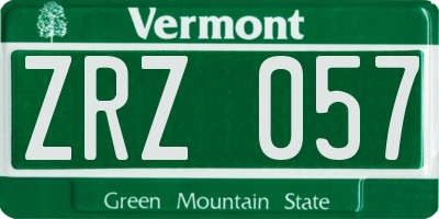 VT license plate ZRZ057
