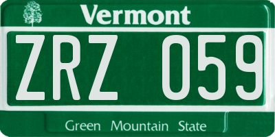 VT license plate ZRZ059