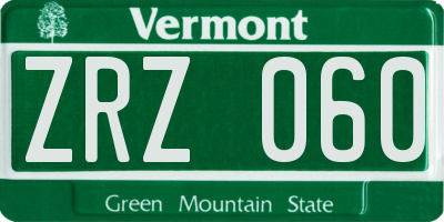 VT license plate ZRZ060