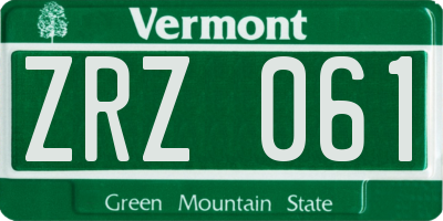 VT license plate ZRZ061