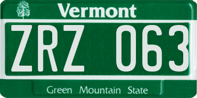 VT license plate ZRZ063