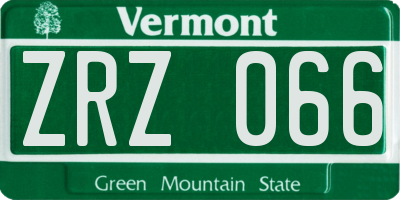 VT license plate ZRZ066