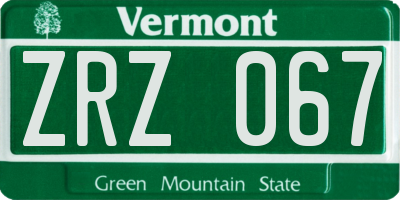 VT license plate ZRZ067