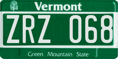 VT license plate ZRZ068