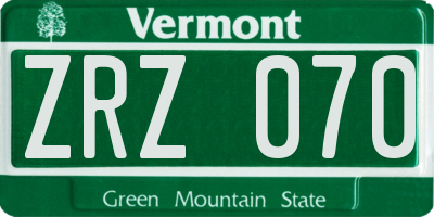 VT license plate ZRZ070