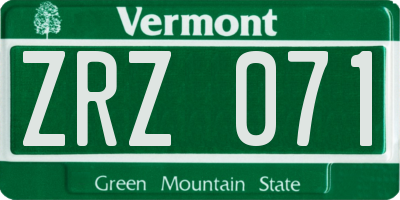 VT license plate ZRZ071