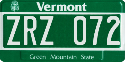 VT license plate ZRZ072