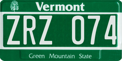VT license plate ZRZ074