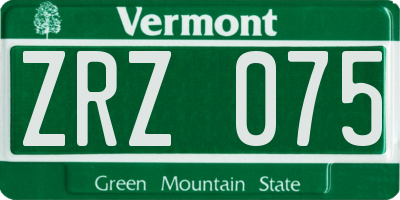 VT license plate ZRZ075