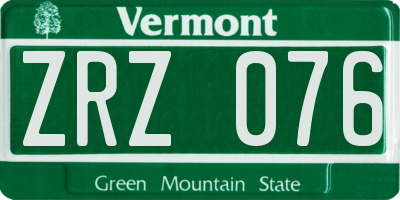 VT license plate ZRZ076