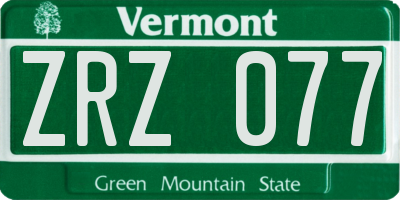 VT license plate ZRZ077