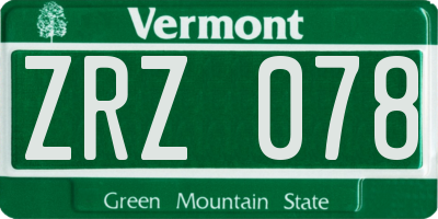 VT license plate ZRZ078