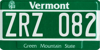 VT license plate ZRZ082