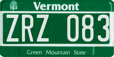 VT license plate ZRZ083