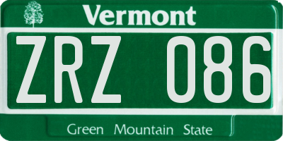 VT license plate ZRZ086