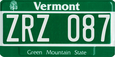 VT license plate ZRZ087