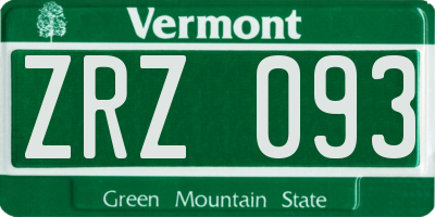 VT license plate ZRZ093