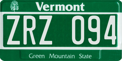 VT license plate ZRZ094
