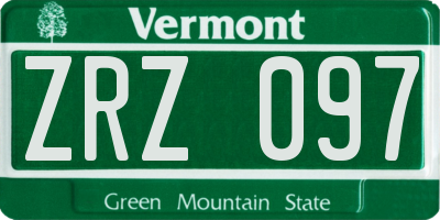 VT license plate ZRZ097