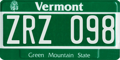 VT license plate ZRZ098