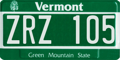 VT license plate ZRZ105