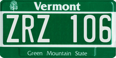 VT license plate ZRZ106