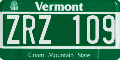 VT license plate ZRZ109