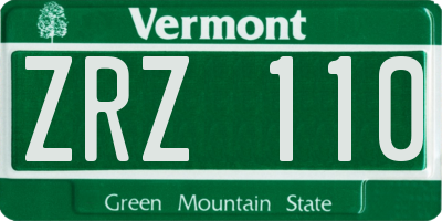 VT license plate ZRZ110