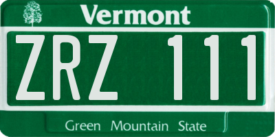 VT license plate ZRZ111