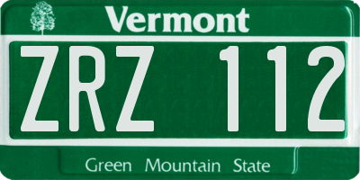 VT license plate ZRZ112
