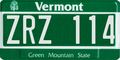 VT license plate ZRZ114
