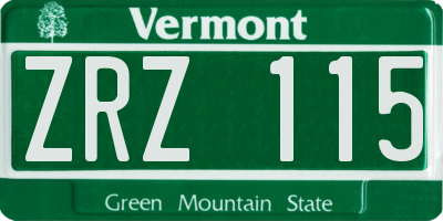VT license plate ZRZ115
