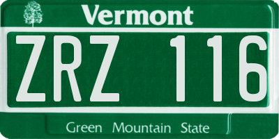 VT license plate ZRZ116