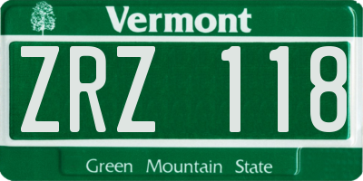 VT license plate ZRZ118