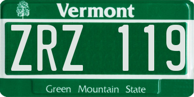 VT license plate ZRZ119