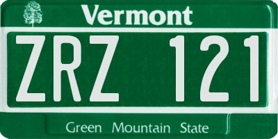 VT license plate ZRZ121
